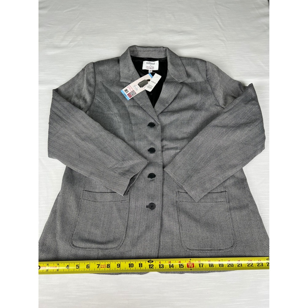 Edited x Hunter McGrady Herringbone Blazer Grey Black Large NWT ER5010 - Picture 2 of 7